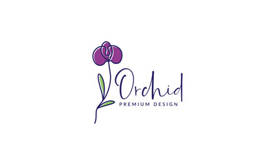 feminine flower purple orchid logo symbol icon vector graphic design illustration © devastudios