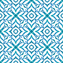 Mosaic seamless pattern. Blue uncommon boho chic