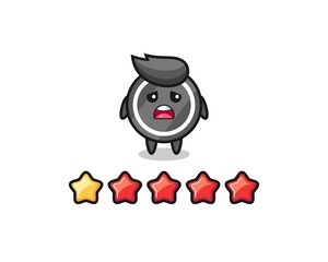 the illustration of customer bad rating, hockey puck cute character with 1 star