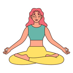 Isolated woman meditating Healthy Lifestyle