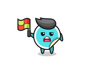 sticker character as line judge putting the flag up
