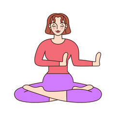 Isolated woman meditating Healthy Lifestyle