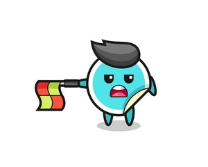 sticker character as line judge hold the flag straight horizontally