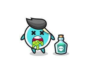 illustration of an sticker character vomiting due to poisoning