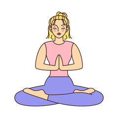 Isolated woman meditating Healthy Lifestyle