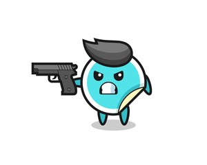 the cute sticker character shoot with a gun