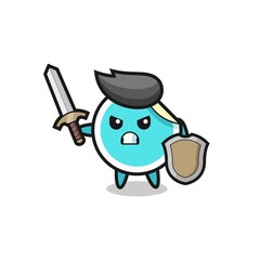 cute sticker soldier fighting with sword and shield