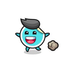 the happy sticker cartoon with running pose