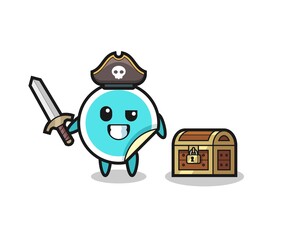the sticker pirate character holding sword beside a treasure box