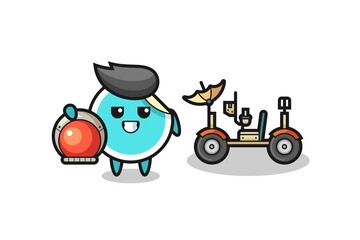 the cute sticker as astronaut with a lunar rover