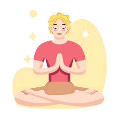 Isolated man meditating Healthy Lifestyle