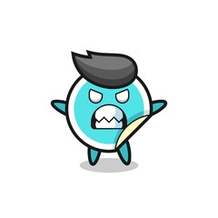 wrathful expression of the sticker mascot character