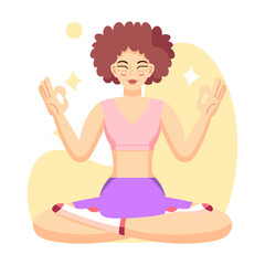 Isolated woman meditating Healthy Lifestyle
