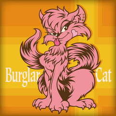 Burglar female cat. Vector illustration - ピンクの泥棒メス猫ちゃん