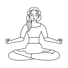 Isolated outline of woman meditating Healthy Lifestyle