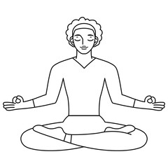 Isolated outline of man meditating Healthy Lifestyle