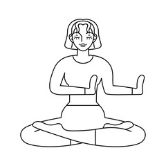 Isolated outline of woman meditating Healthy Lifestyle