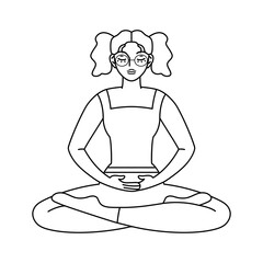 Isolated outline of woman meditating Healthy Lifestyle