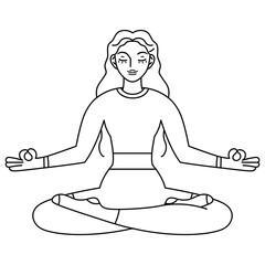 Isolated outline of woman meditating Healthy Lifestyle