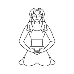 Isolated outline of woman meditating Healthy Lifestyle
