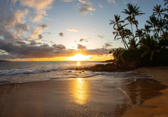 Sunset on a beach in Maui