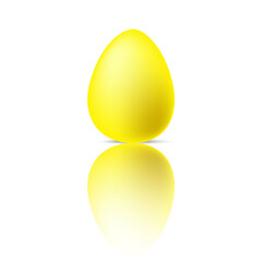 one yellow easter egg on white background. Holiday gift background. Vector illustration. EPS 10.