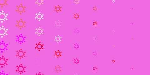 Light Pink, Red vector pattern with coronavirus elements.