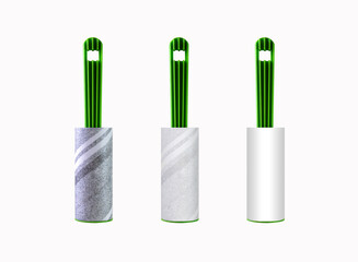 Sticky clothes roller on white background