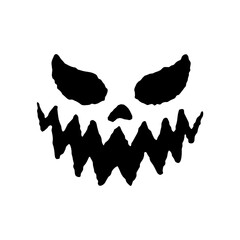 Scary Ghost Horror Face Silhouette Vector For Carving On Halloween Pumpkin
