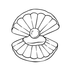 Luxury rainbow pearl in a clam shell vector illustration isolated on a white background.