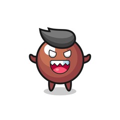 illustration of evil chocolate ball mascot character