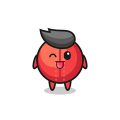 Obraz premium cute cricket ball character in sweet expression while sticking out her tongue