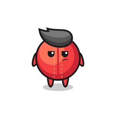 Obraz premium cute cricket ball character with suspicious expression