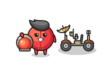 Naklejka premium the cute cricket ball as astronaut with a lunar rover