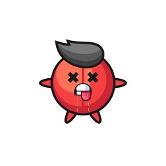 character of the cute cricket ball with dead pose