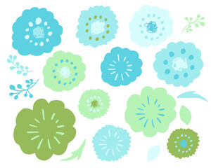北欧風手描きタッチの花