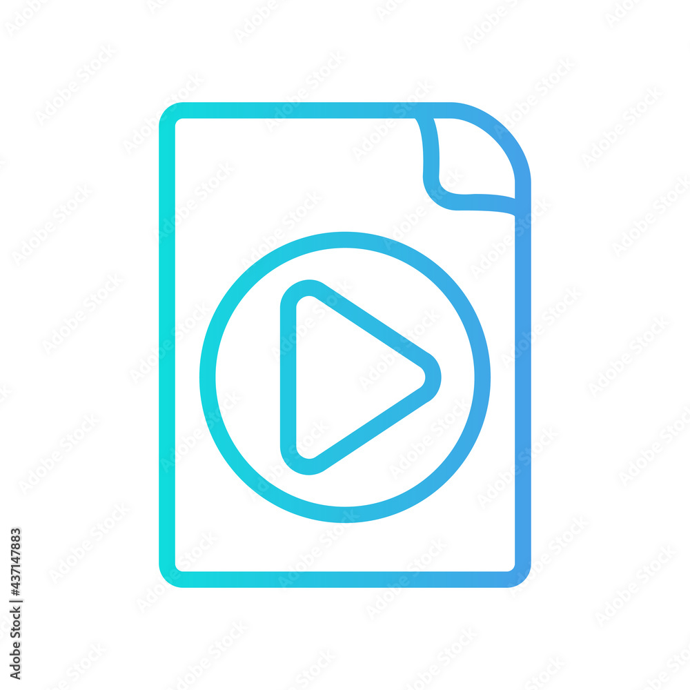 Wall mural video file icon vector illustration in gradient style about multimedia for any projects