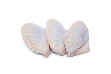 Raw chicken wings isolated on white background with clipping path