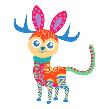 Isolated mexican deer alebrije character