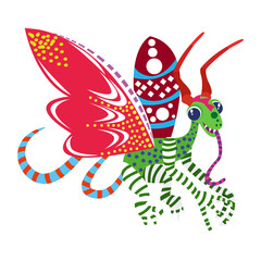 Isolated mexican dragon alebrije character