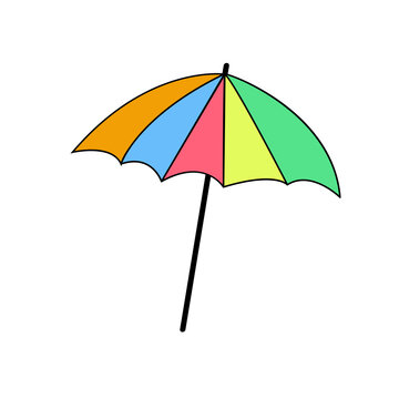 Cocktail umbrella for decorating desserts and cocktails on a white background.  Icon vector illustration. 