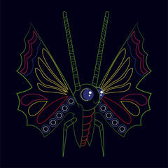 Isolated mexican butterfly alebrije character