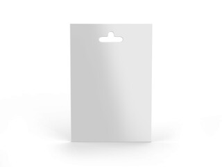 Blank mobile sim card hang tab packaging template, 3d render illustration.