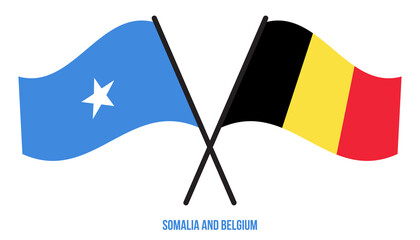 Somalia and Belgium Flags Crossed And Waving Flat Style. Official Proportion. Correct Colors.