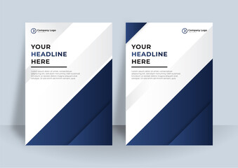 Modern dark blue and green white brochure template flyer design vector background. Modern blue and black design template for poster flyer brochure cover. Graphic design layout with triangle shapes
