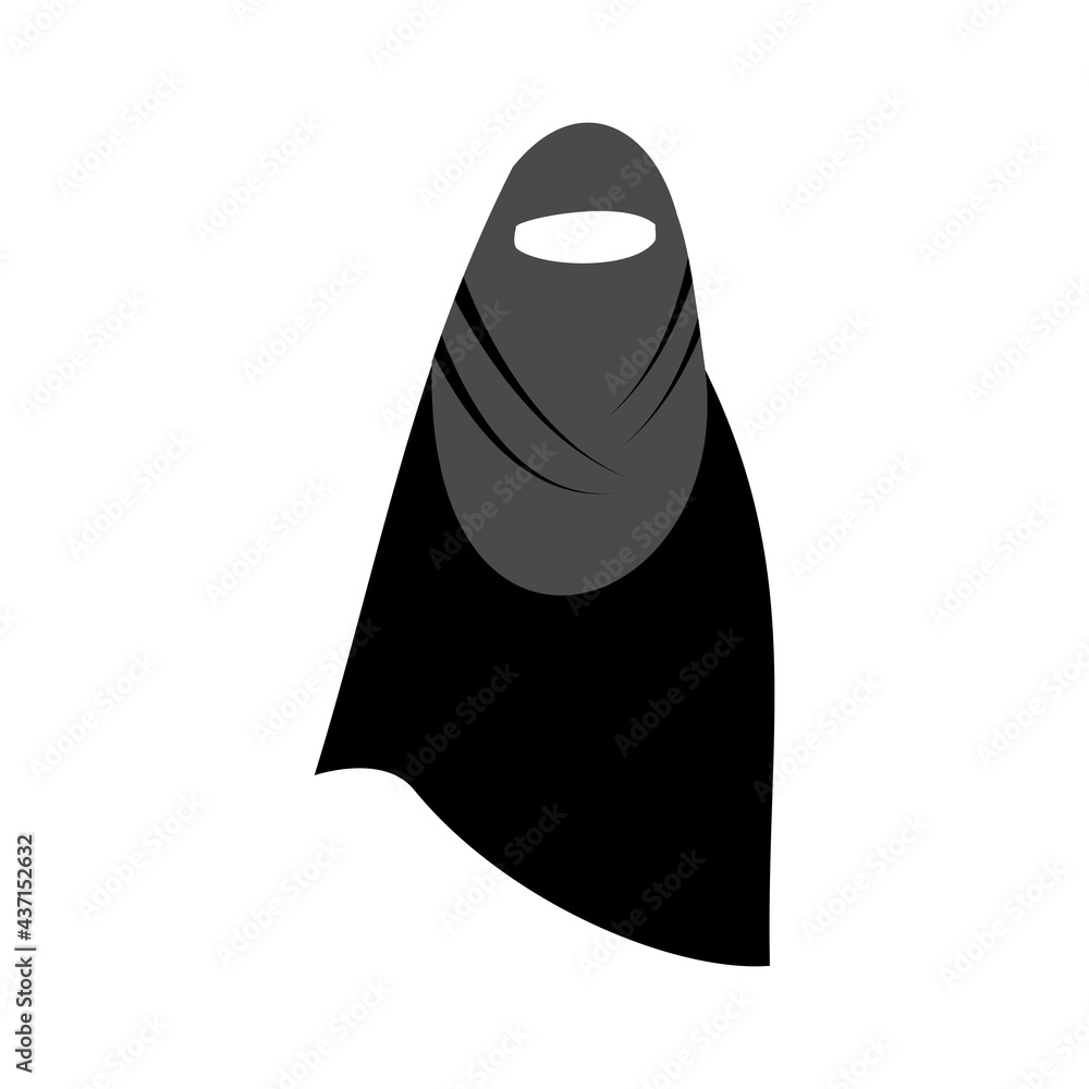 Wall mural Beautiful Muslim woman in hijab fashion silhouette vector