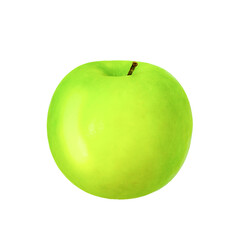 fresh green apple on clear solid and white background in studio light.