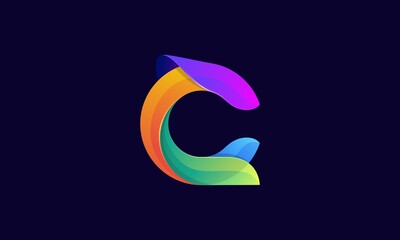 colorful C logo design with elegant 3D appearance