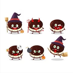 Fotobehang Halloween expression emoticons with cartoon character of chocolate dorayaki © kongvector