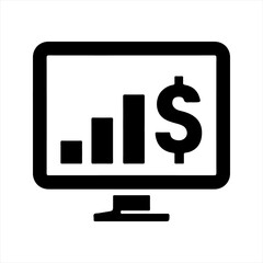 Online financial report icon, vector and glyph